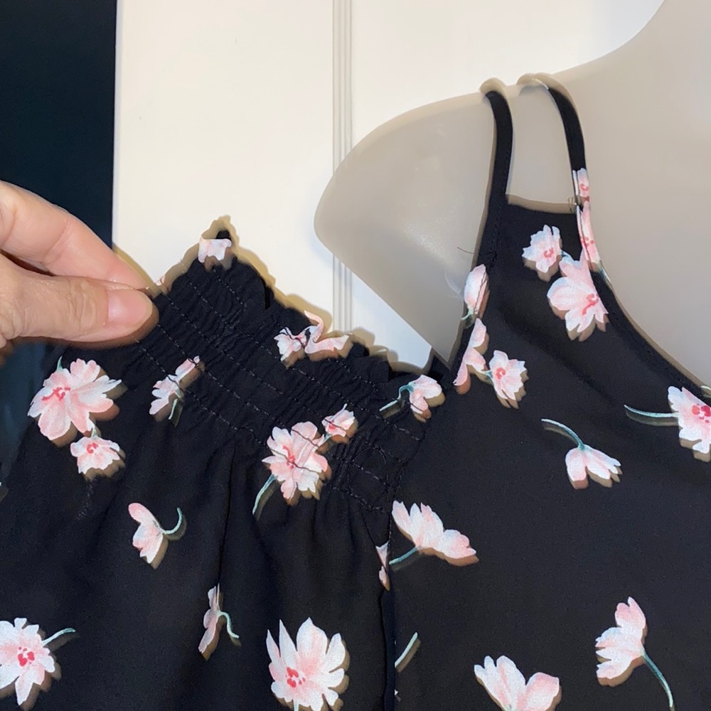 Black floral cold shoulder top